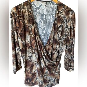 Chico's Brown Tan Wrap Blouse